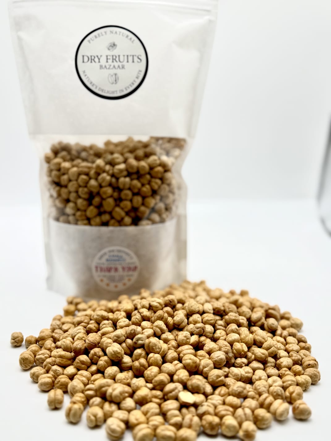 Roasted Skin Removed Chana (Chickpeas) - Protein-Packed Crunchy Snack High in Protein & Fibre