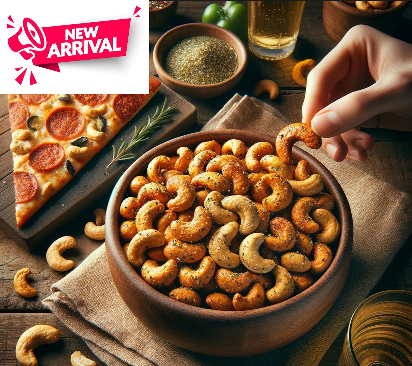 NEW Arrival - Pizza Flavour Roasted Cashews Nuts